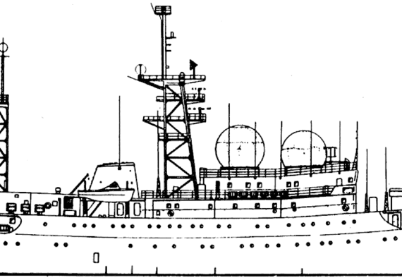 Корабль СССР SSW-231 [Satellite Tracking Ship] - чертежи, габариты, рисунки